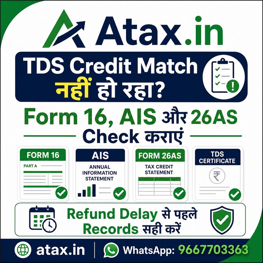 Atax.in poster - TDS credit mismatch ITR filing checklist