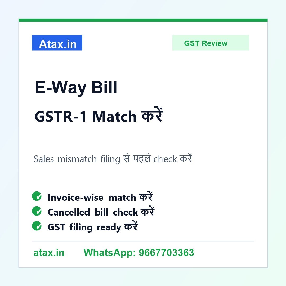 Atax.in poster - E-Way Bill और GSTR-1 Sales Match नहीं हो रही तो GST Filing से पहले क्या करें?