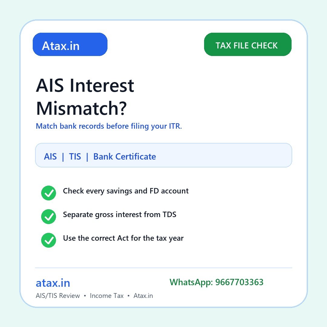 Atax.in AIS bank interest mismatch checklist poster