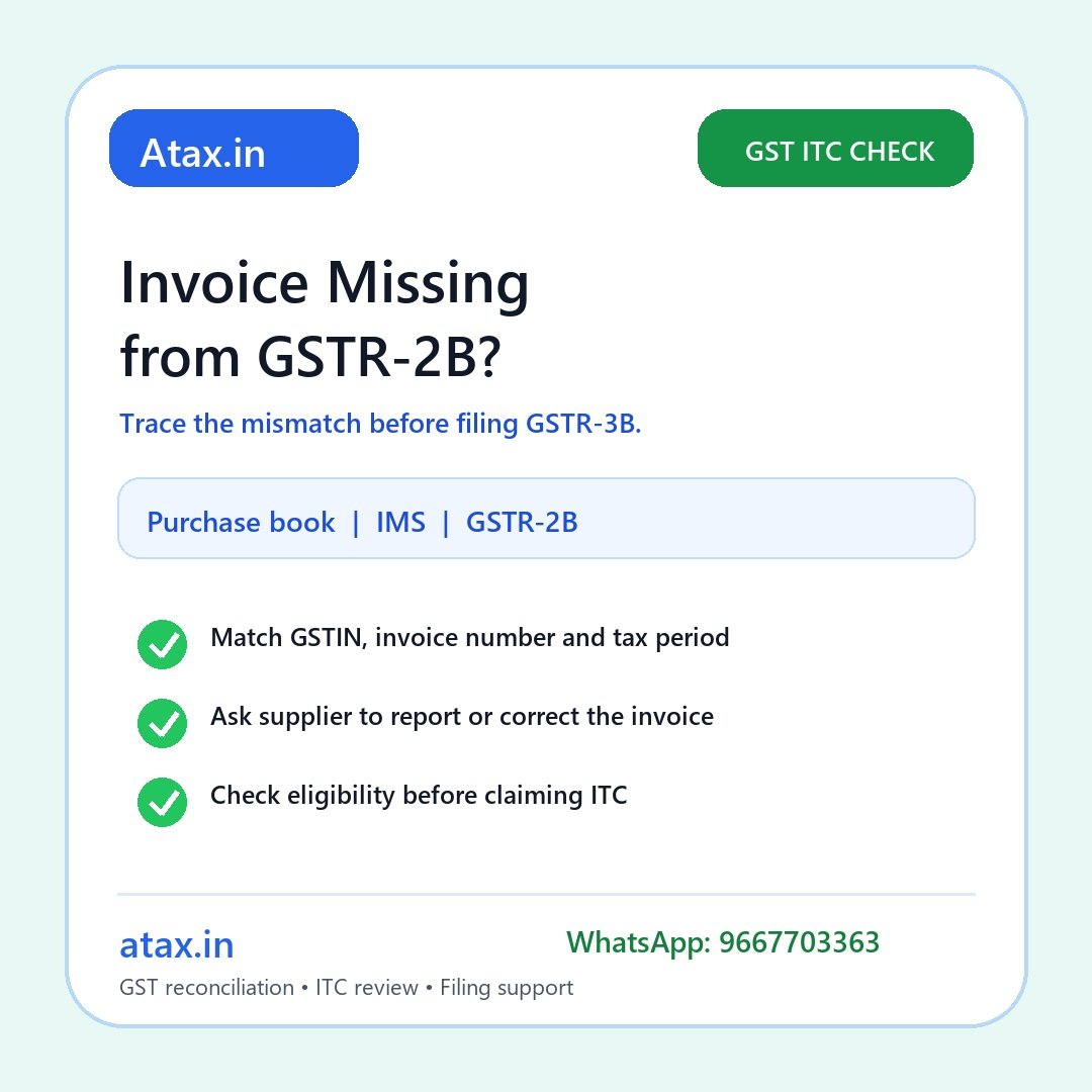 Atax.in GSTR-2B missing invoice review poster