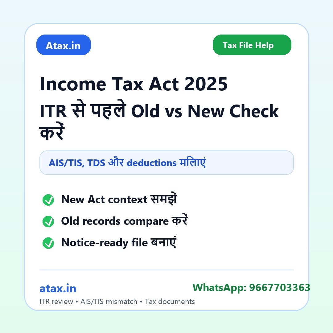 Atax.in poster - Income Tax Act 2025 लागू होने के बाद ITR File से पहले क्या बदल गया?