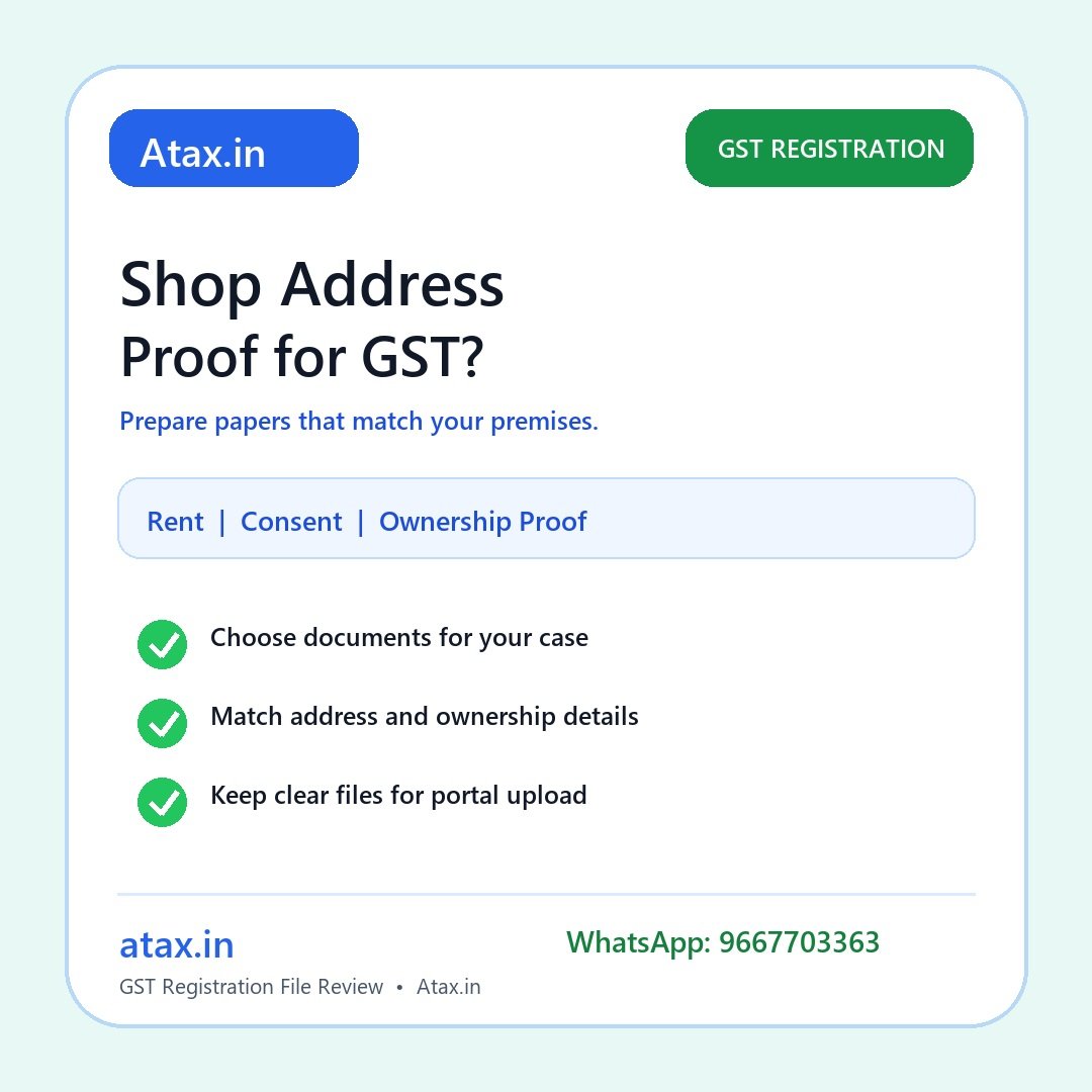 Atax.in GST registration rented premises address proof poster