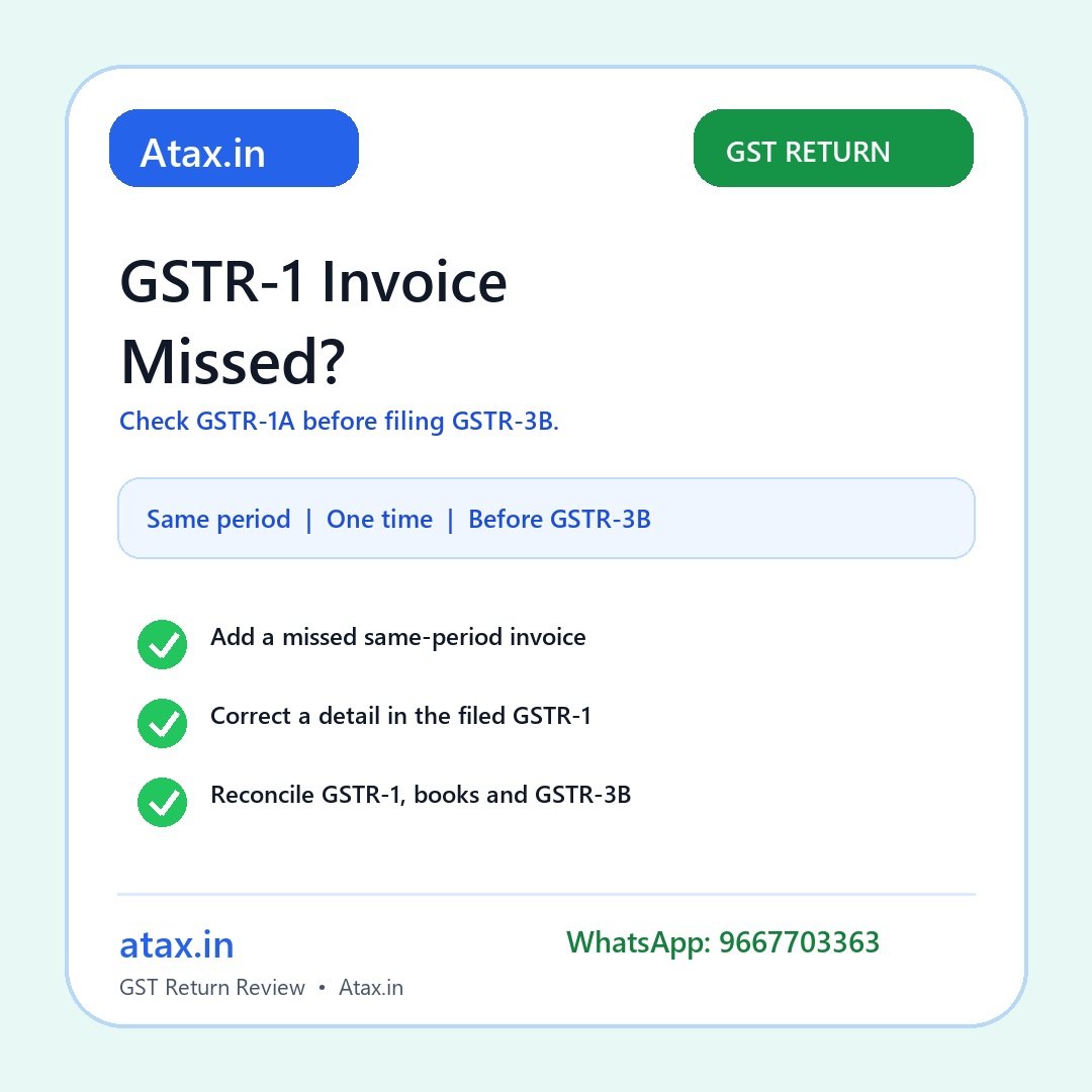 Atax.in GSTR-1A missed invoice checklist poster