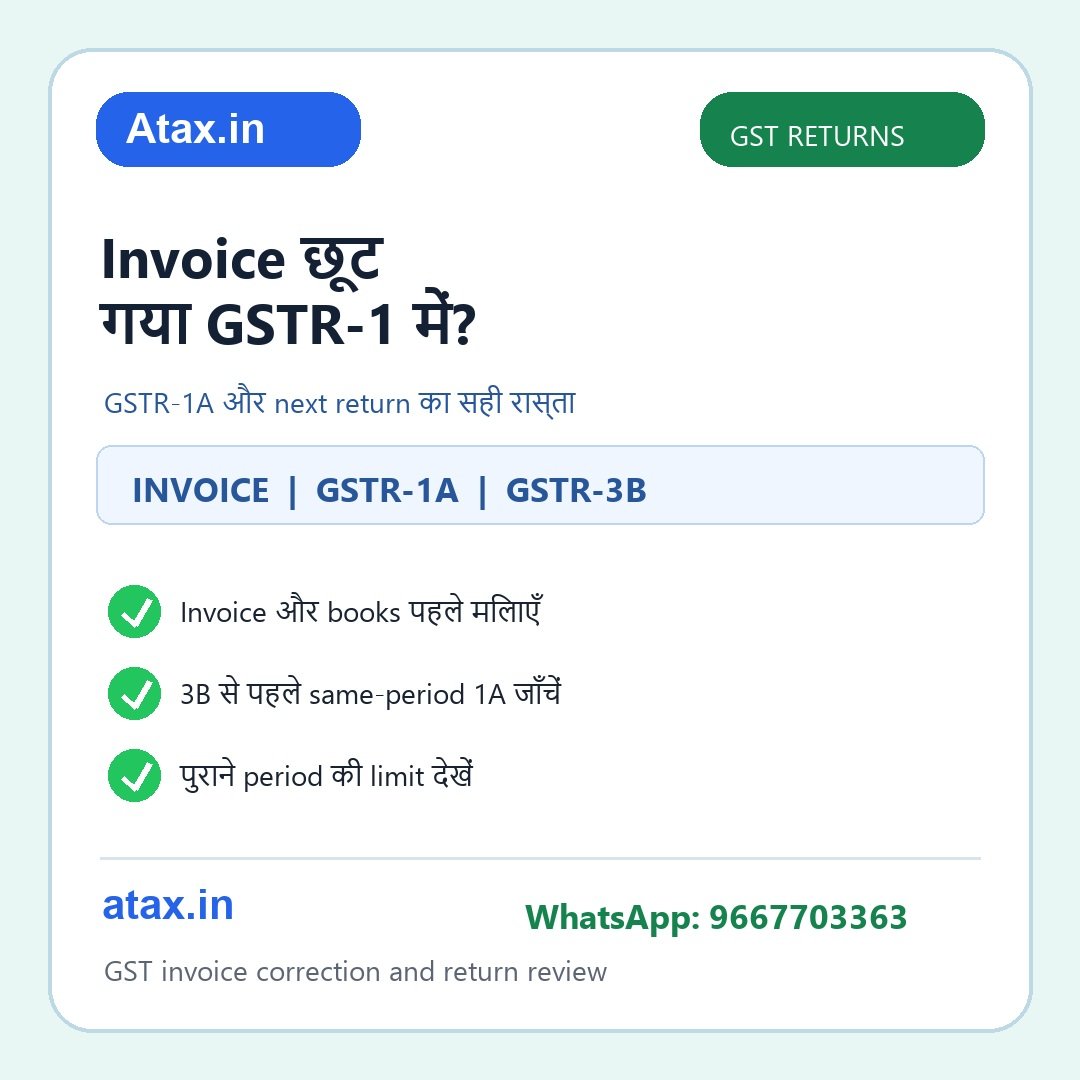 Atax.in GSTR-1 missed invoice correction checklist