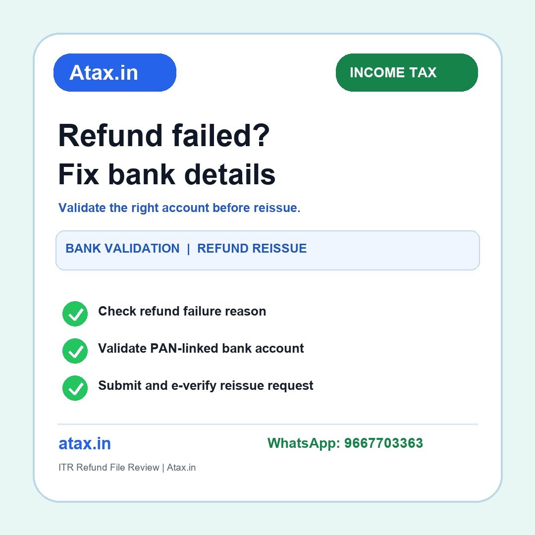 Atax.in ITR Refund Failed? Bank Account ठीक करके Refund Reissue ऐसे करें poster