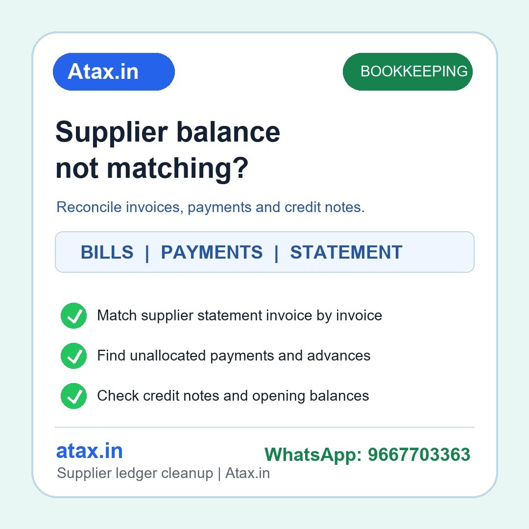 Atax.in supplier ledger invoice payment reconciliation checklist